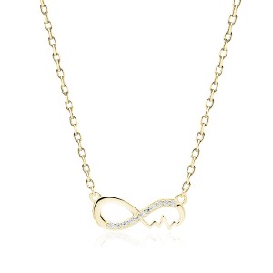 Colier argint placat cu aur galben cu infinit si pietre Heartbeat DiAmanti Z1918NG_W-DIA (Argint 925‰ 1,8 g.)